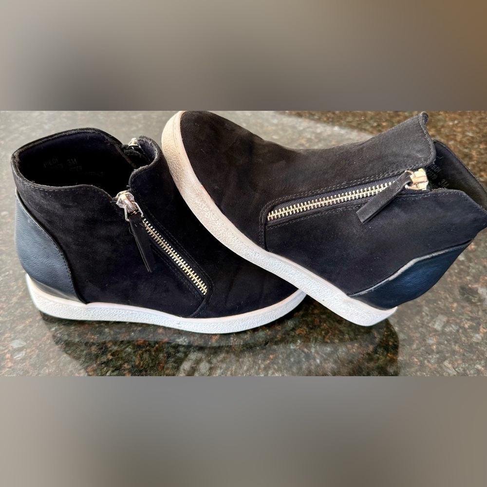 Girls sneaker booties black & white Wedge shoes